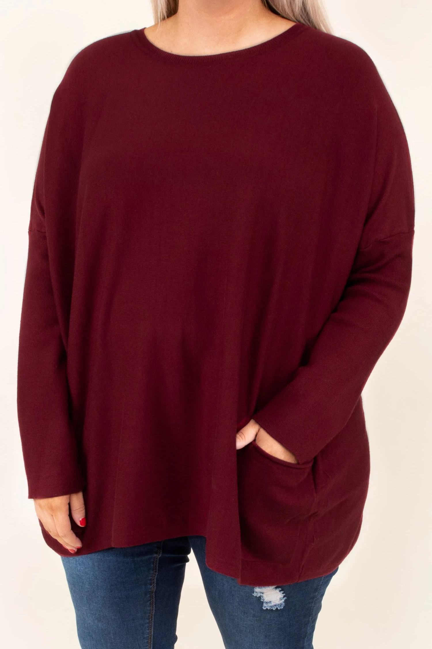 Snow Whispers Tunic, Burgundy 5 Snow Whispers Tunic, Burgundy - Image 3