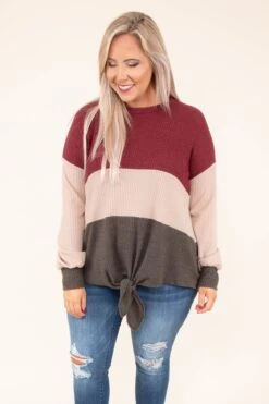 By The Book Sweater, Burgundy-Mocha