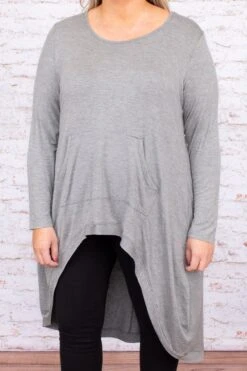 Powerful Love Tunic, Dark Heather Grey -Chic Soul Store DSC 1500