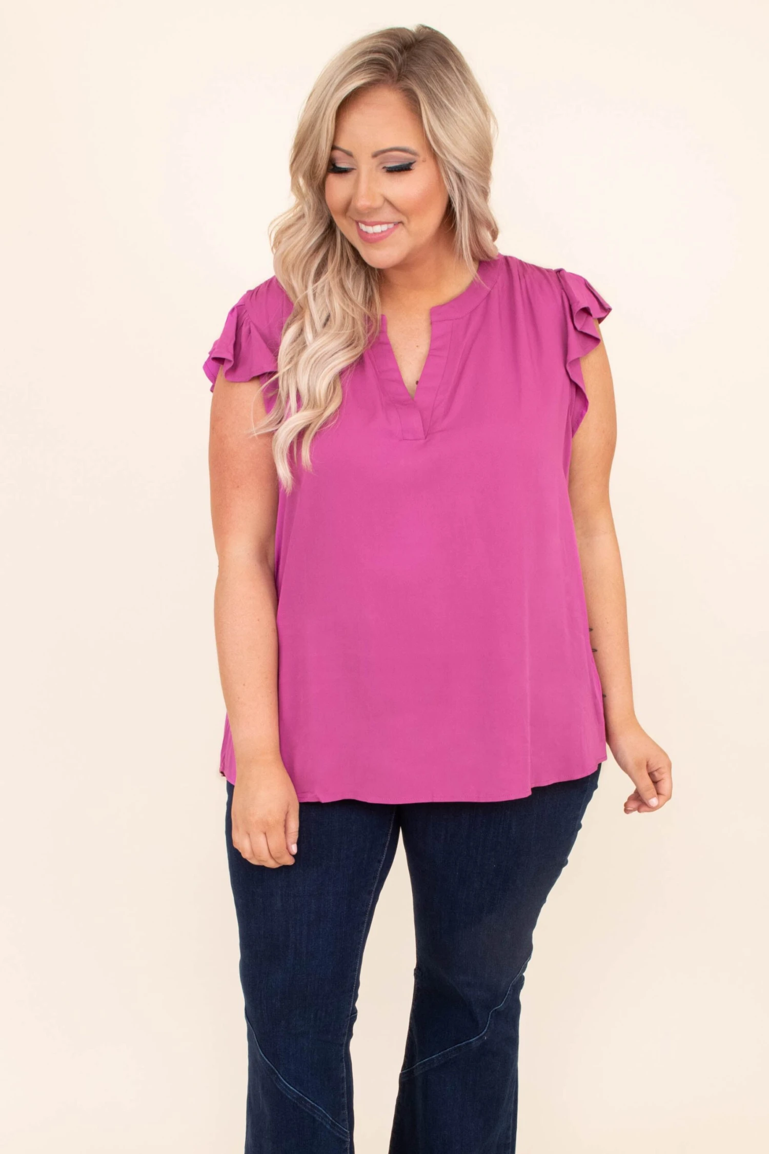 Straight From You Blouse, Plum 3 Straight From You Blouse, Plum