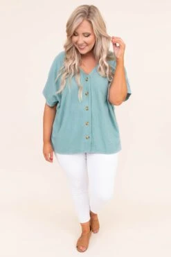 Nine To Five Blouse, Sage -Chic Soul Store DSC 1763