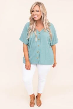 Nine To Five Blouse, Sage -Chic Soul Store DSC 1764