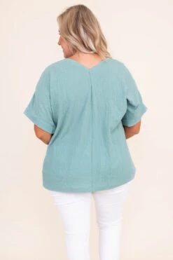 Nine To Five Blouse, Sage -Chic Soul Store DSC 1765