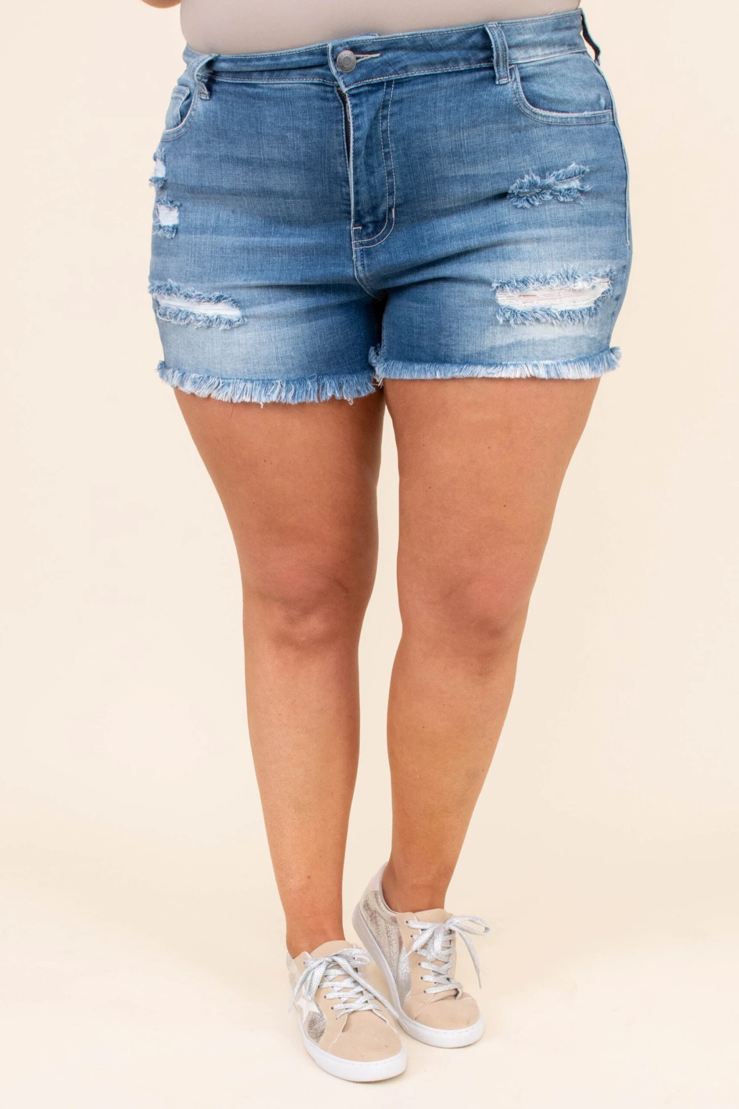 Good Times And Tan Lines Shorts, Medium Wash 5 Good Times And Tan Lines Shorts, Medium Wash - Image 3