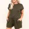 Sweet Saturday Romper, Olive -Chic Soul Store DSC 2368 Edit