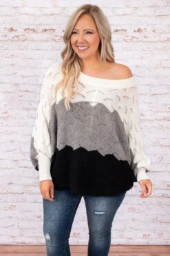 Angel In You Sweater, Ivory-Black