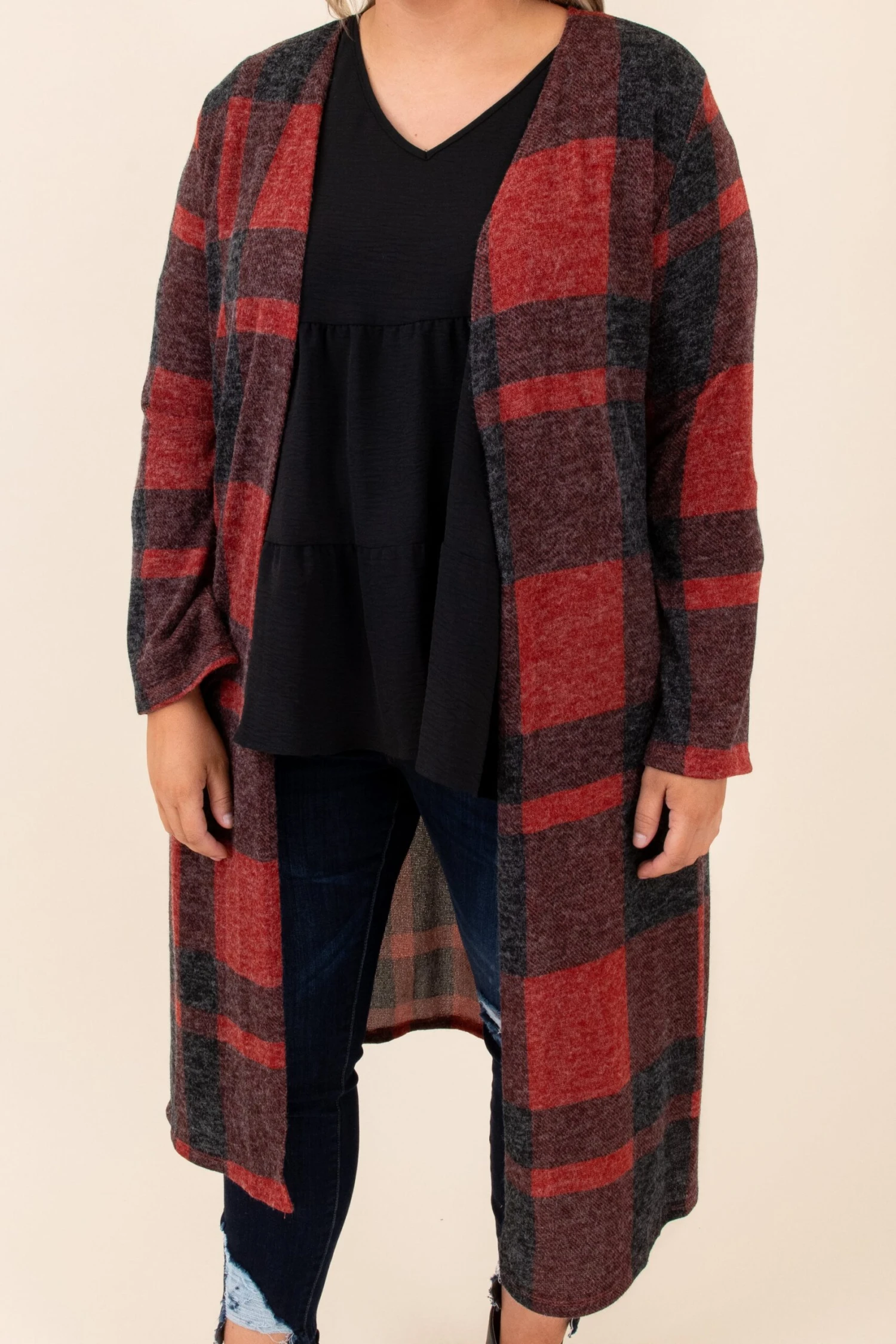 Something To Cherish Cardigan, Red-Black 6 Something To Cherish Cardigan, Red-Black - Image 4