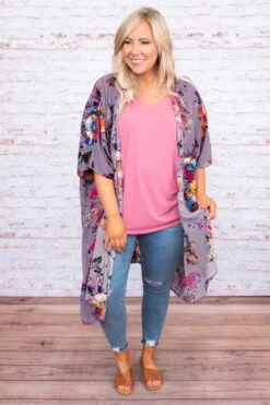 Catch My Flow Kimono, Grey-Pink -Chic Soul Store DSC 3255 be430d34 1b36 4223 80d1 b16c22386c9d