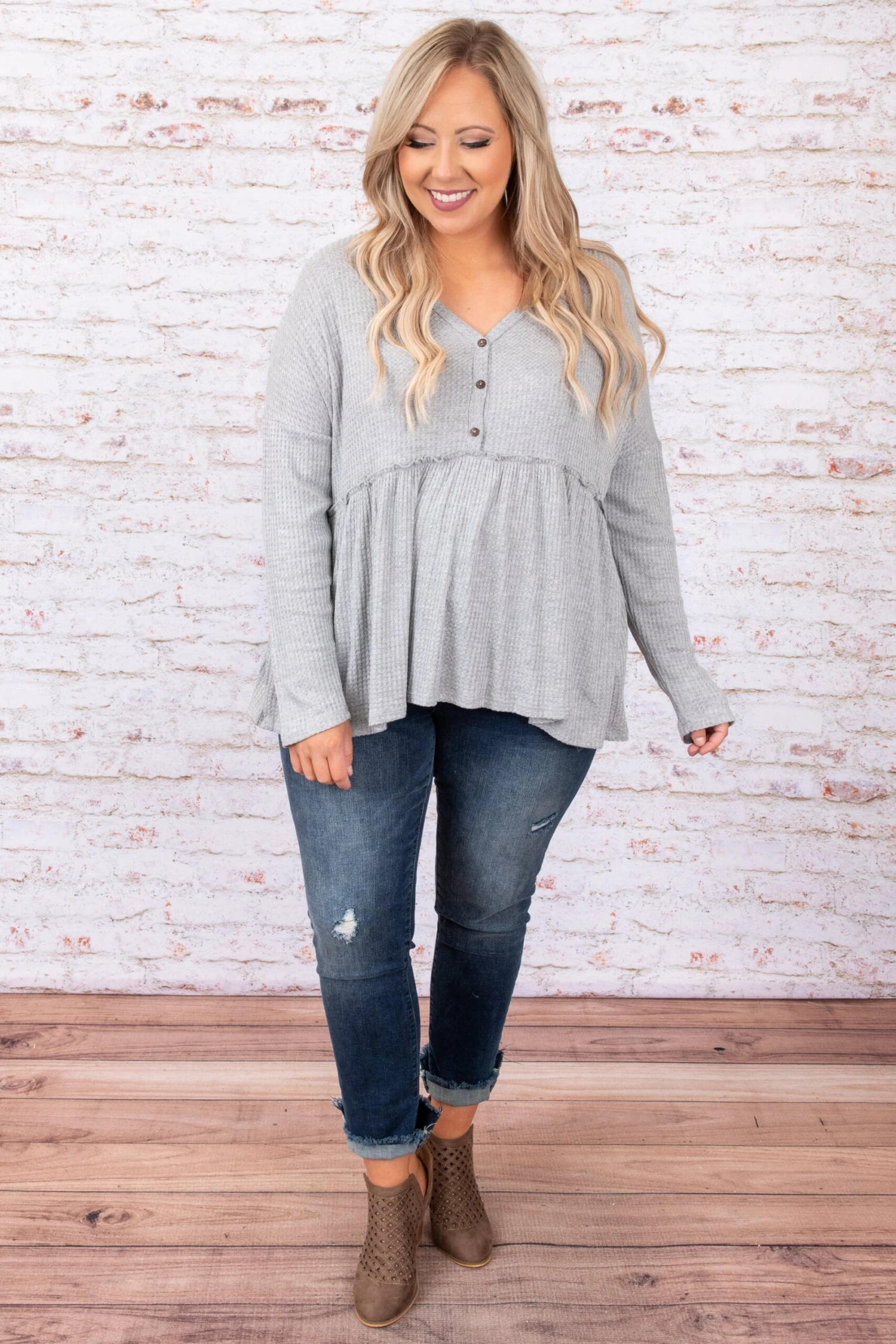 When I Look In Your Eyes Top, Heather Grey 4 When I Look In Your Eyes Top, Heather Grey - Image 2