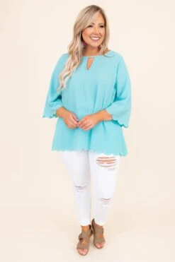 Wondrous Water Blouse, Aqua Sky -Chic Soul Store DSC 3554