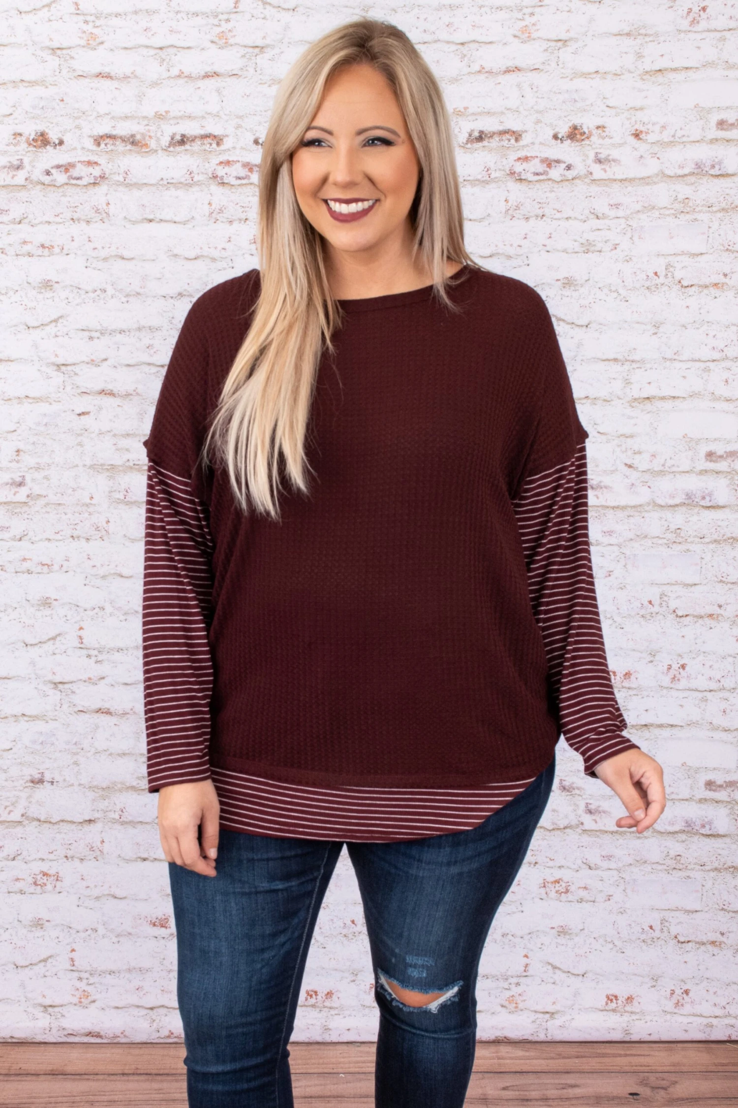 Leading The Way Top, Burgundy 3 Leading The Way Top, Burgundy