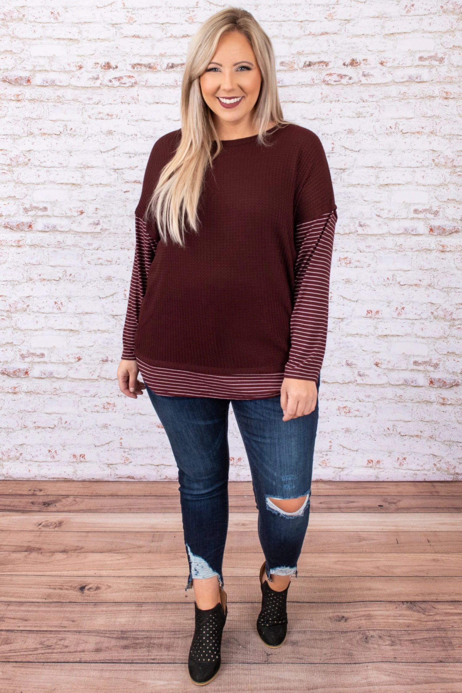 Leading The Way Top, Burgundy 4 Leading The Way Top, Burgundy - Image 2