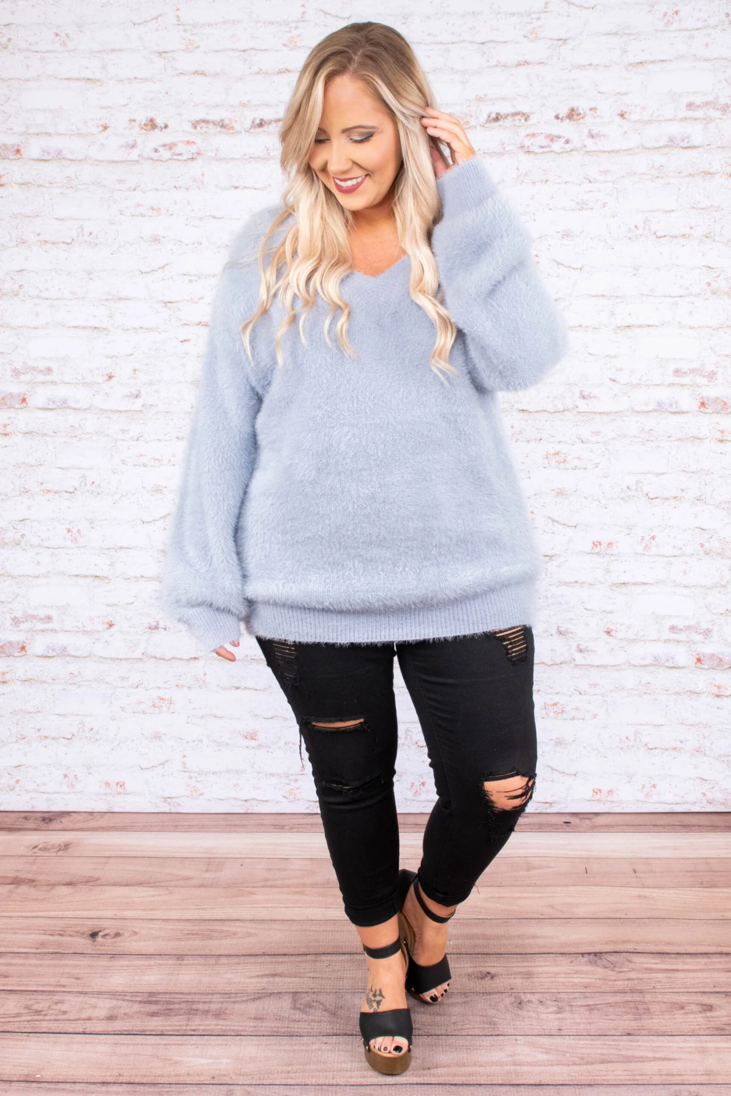 Snowland Fun Sweater, Blue-Grey 4 Snowland Fun Sweater, Blue-Grey - Image 2