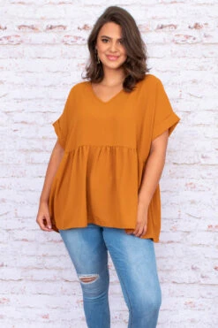 Wide Eyed Gaze Top, Dark Mustard
