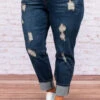 Arriving In Style Boyfriend Jeans, Dark Wash -Chic Soul Store DSC 5545