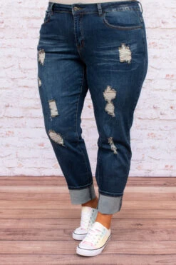 Arriving In Style Boyfriend Jeans, Dark Wash