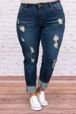 Arriving In Style Boyfriend Jeans, Dark Wash -Chic Soul Store DSC 5546