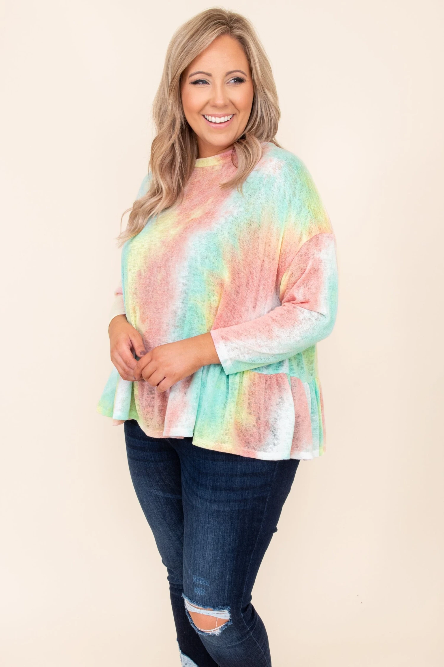 Emerald Neon Sunsets Top, Mint-Peach 3 Emerald Neon Sunsets Top, Mint-Peach