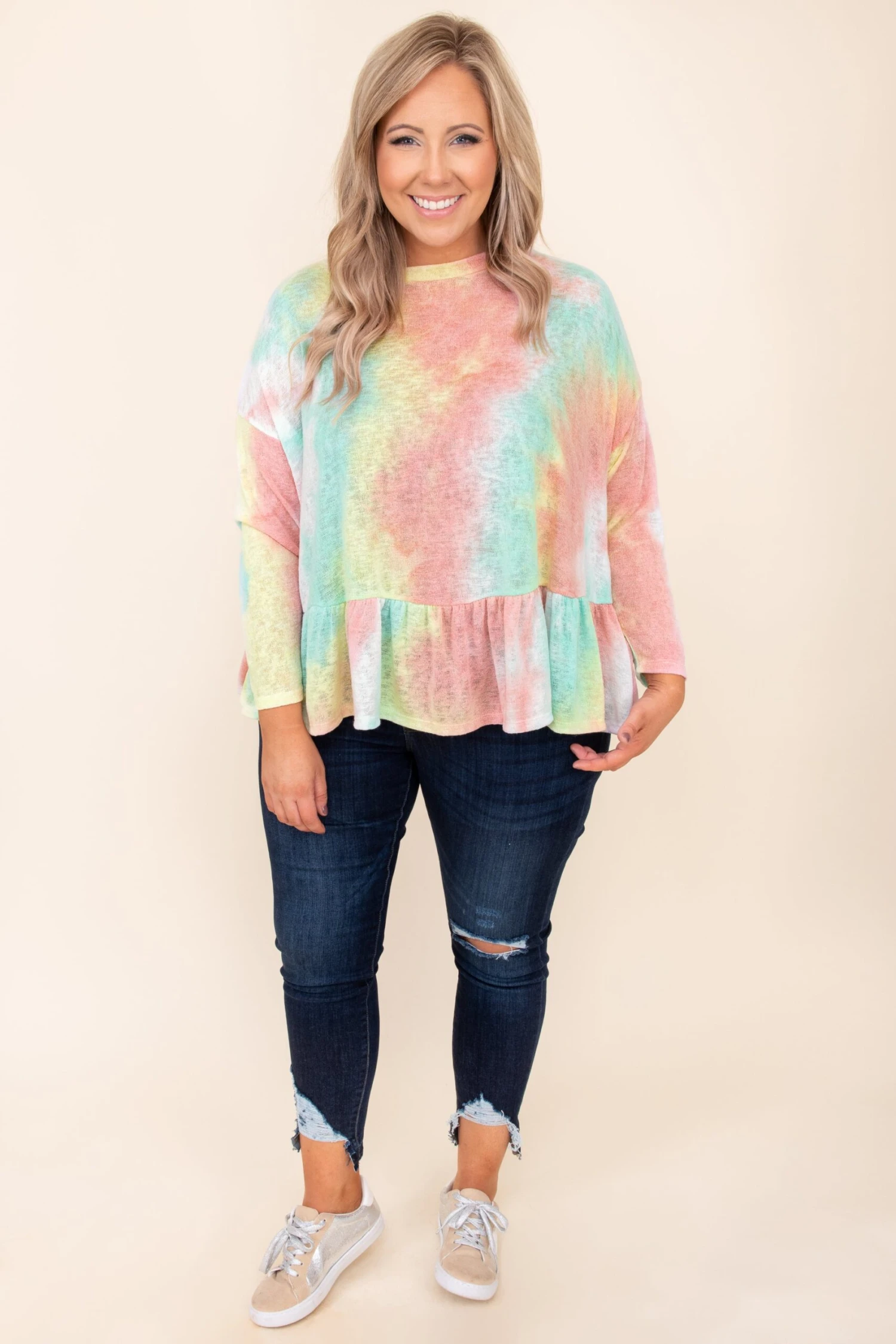 Emerald Neon Sunsets Top, Mint-Peach 4 Emerald Neon Sunsets Top, Mint-Peach - Image 2