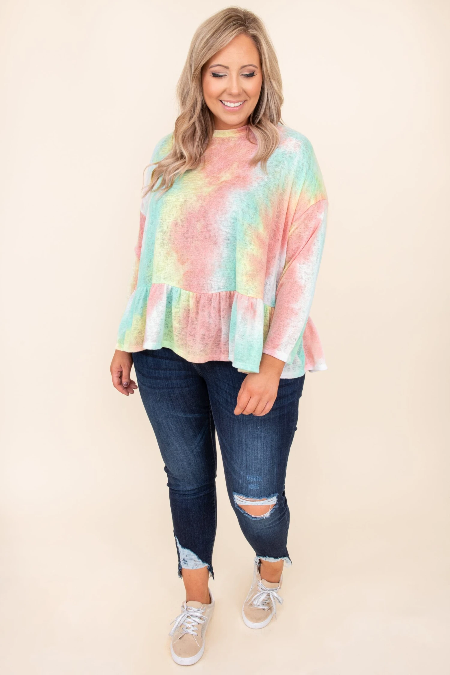 Emerald Neon Sunsets Top, Mint-Peach 5 Emerald Neon Sunsets Top, Mint-Peach - Image 3