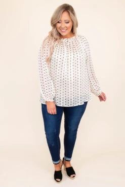 Connect These Dots Blouse, Cream -Chic Soul Store DSC 6213