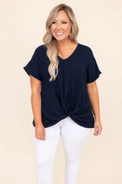 Hiding My Heart Blouse, Navy