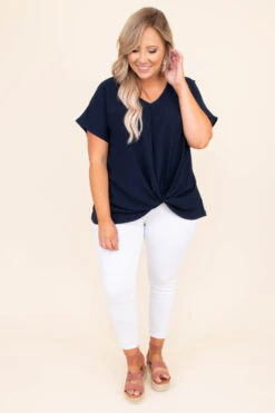 Hiding My Heart Blouse, Navy -Chic Soul Store DSC 6233