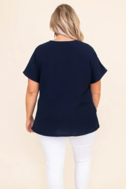 Hiding My Heart Blouse, Navy -Chic Soul Store DSC 6234