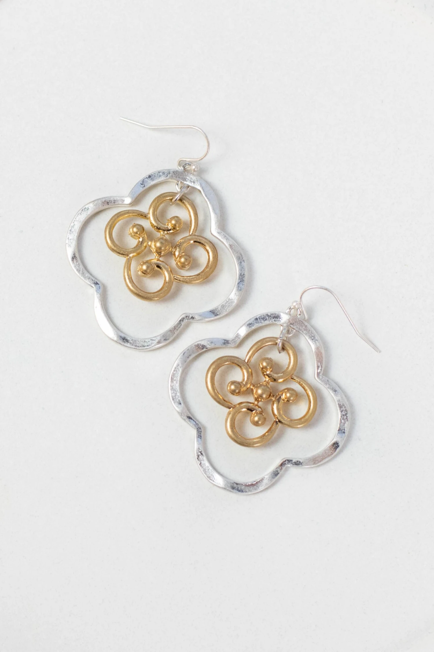 In Silver And Gold Earrings, Worn Silver-Gold 3 In Silver And Gold Earrings, Worn Silver-Gold