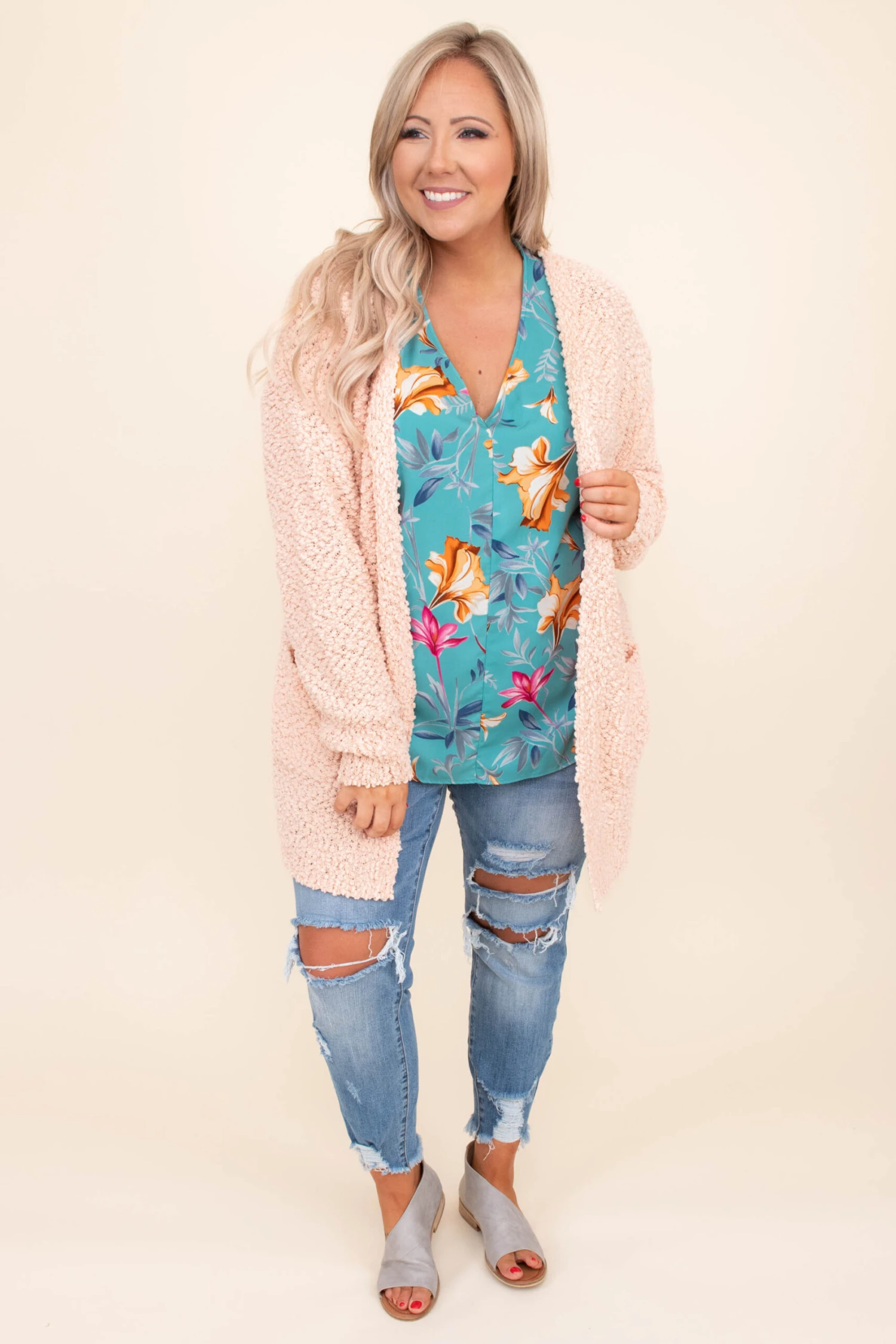 Not Too Late For Love Cardigan, Light Peach 5 Not Too Late For Love Cardigan, Light Peach - Image 3