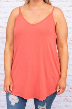 Warm From The Sun Tank, Deep Coral -Chic Soul Store DSC 8938