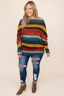 Fall's Embrace Top, Rust-Multi -Chic Soul Store DSC 9274 8e254532 edad 4d0b a278 ac002ffb0cfb