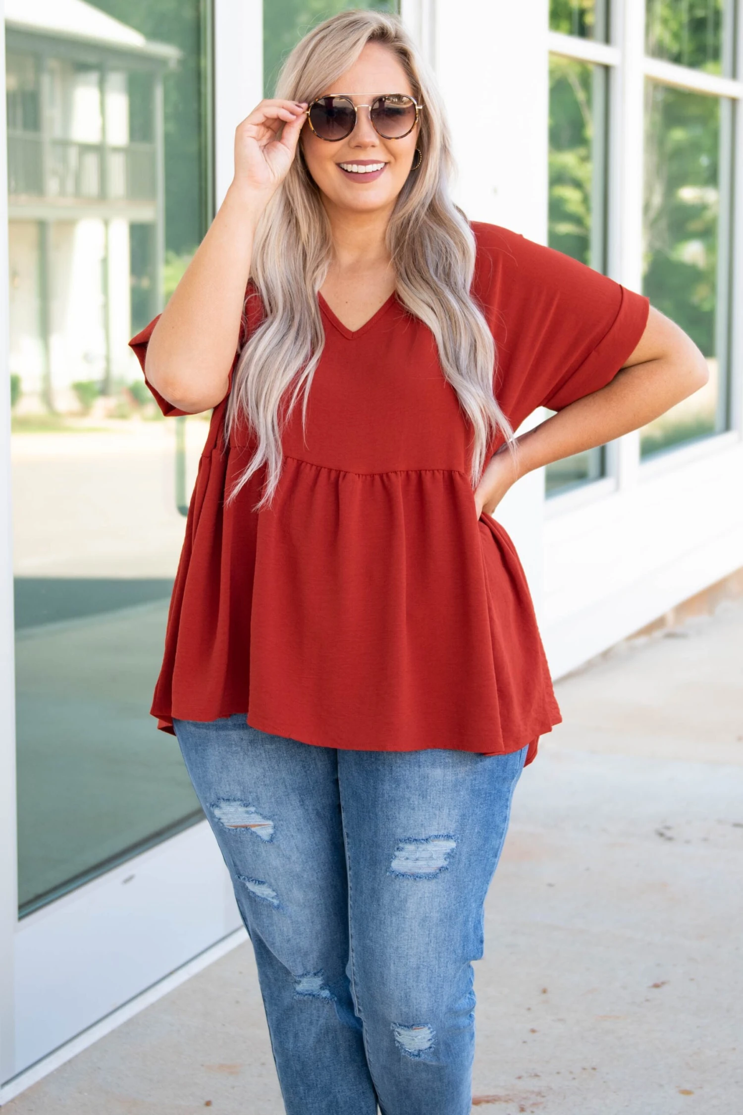 Wide Eyed Gaze Top, Brick 3 Wide Eyed Gaze Top, Brick