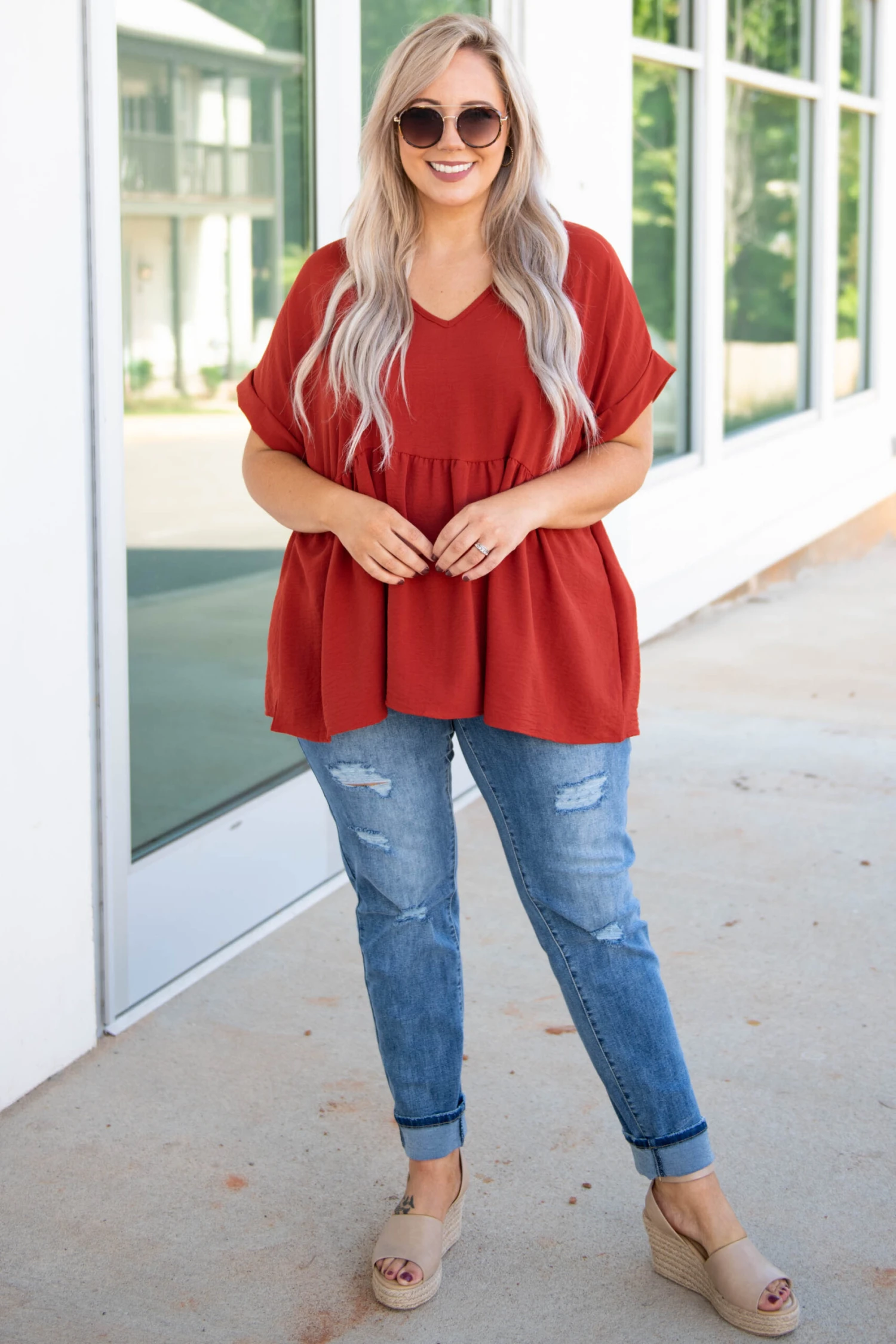 Wide Eyed Gaze Top, Brick 4 Wide Eyed Gaze Top, Brick - Image 2