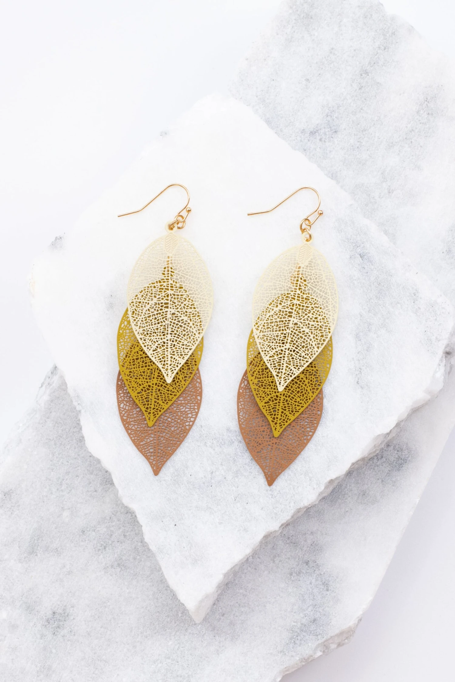Autumn Leaves Earrings, Brown-Multi 3 Autumn Leaves Earrings, Brown-Multi