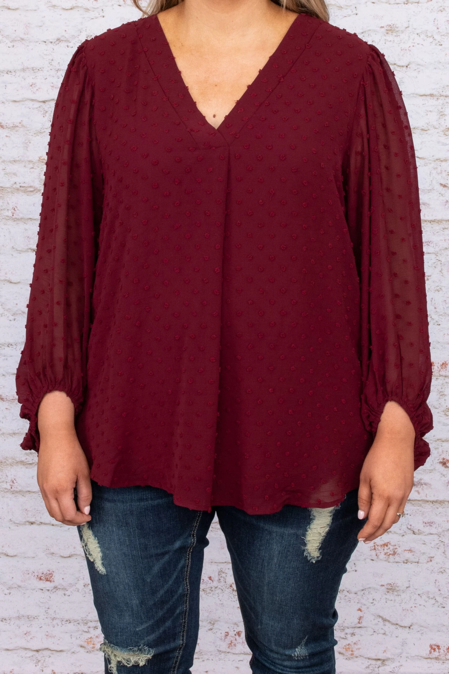 What About Love Blouse, Burgundy 7 What About Love Blouse, Burgundy - Image 5