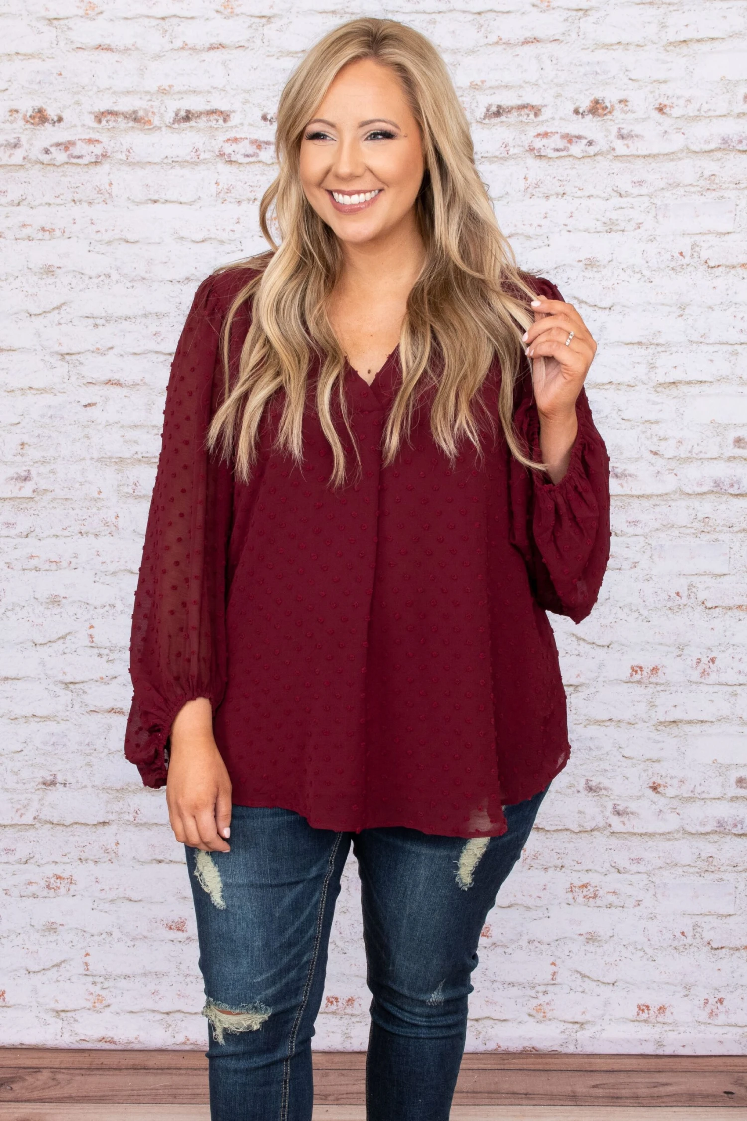 What About Love Blouse, Burgundy 3 What About Love Blouse, Burgundy