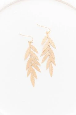 Dainty Leaves Earrings, Gold