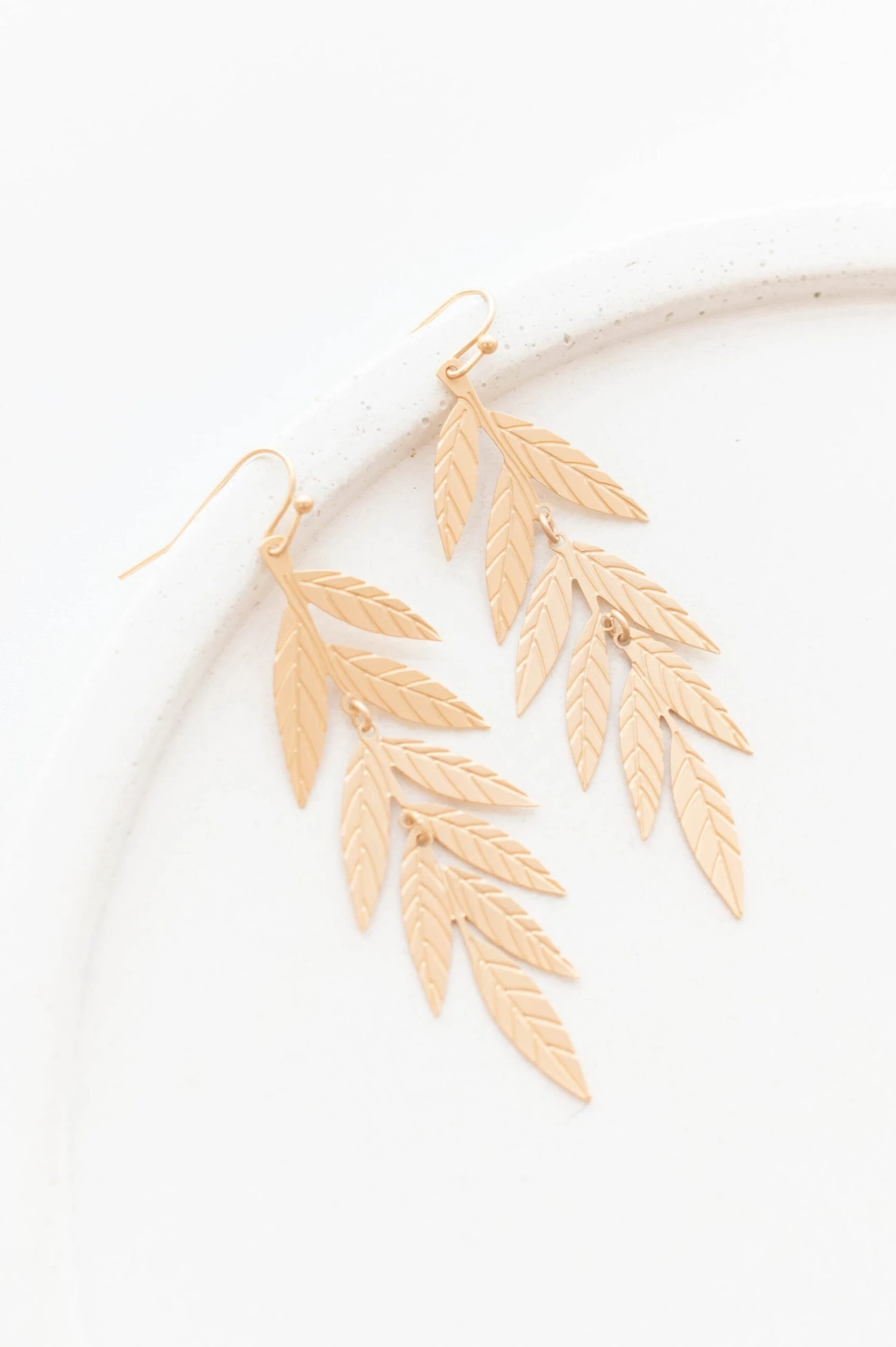 Dainty Leaves Earrings, Gold 4 Dainty Leaves Earrings, Gold - Image 2