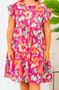 Dancing In The City Dress, Fuchsia Mint -Chic Soul Store DancingInTheCityDress FuchsiaMint