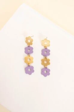 Dangling Flower Earrings, Purple 8 Dangling Flower Earrings, Purple -Chic Soul Store DanglingFlowerEarrings Purple