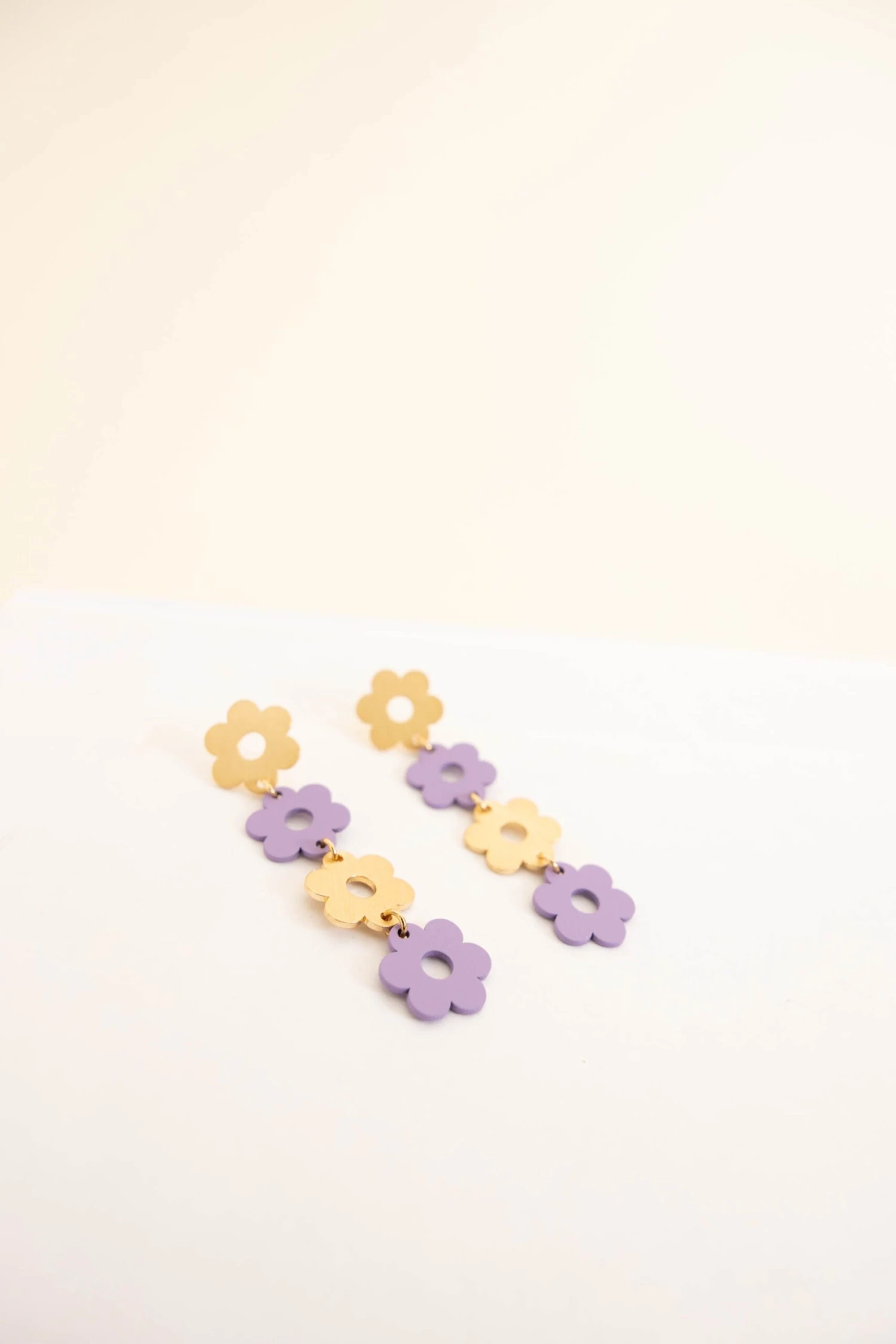 Dangling Flower Earrings, Purple 4 Dangling Flower Earrings, Purple - Image 2