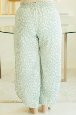 Daring Leopard Pants, Mint -Chic Soul Store DaringLeopardPants Mint 1