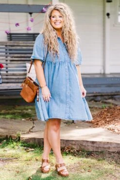 Darling Denim Babydoll Dress, Medium Wash -Chic Soul Store DarlingDenimBabydollDress MediumWash 6