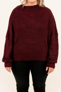 Don't Wait On Me Sweater, Burgundy -Chic Soul Store Don tWaitOnMeSweater Burgundy
