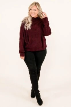 Don't Wait On Me Sweater, Burgundy -Chic Soul Store Don tWaitOnMeSweater Burgundy 4