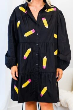 Doodle Dress Long Sleeve, Black -Chic Soul Store DoodleDressLongSleeve Black 3