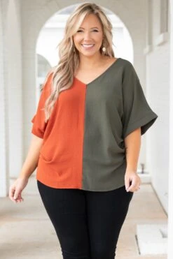 Double Dose Of Color Top, Olive
