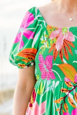 Dreamy Fields Dress, Green -Chic Soul Store DreamyFieldsDress Green 3