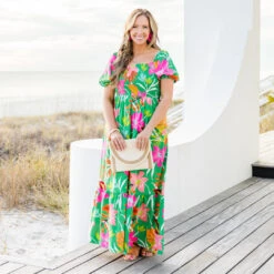 Dreamy Fields Dress, Green -Chic Soul Store DreamyFieldsDress Green 7